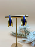 Gold Tone Purple Accent Wide Hoop Earrings
