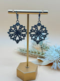 Black Tone Smoky Rhinestone Floral Drop Earrings