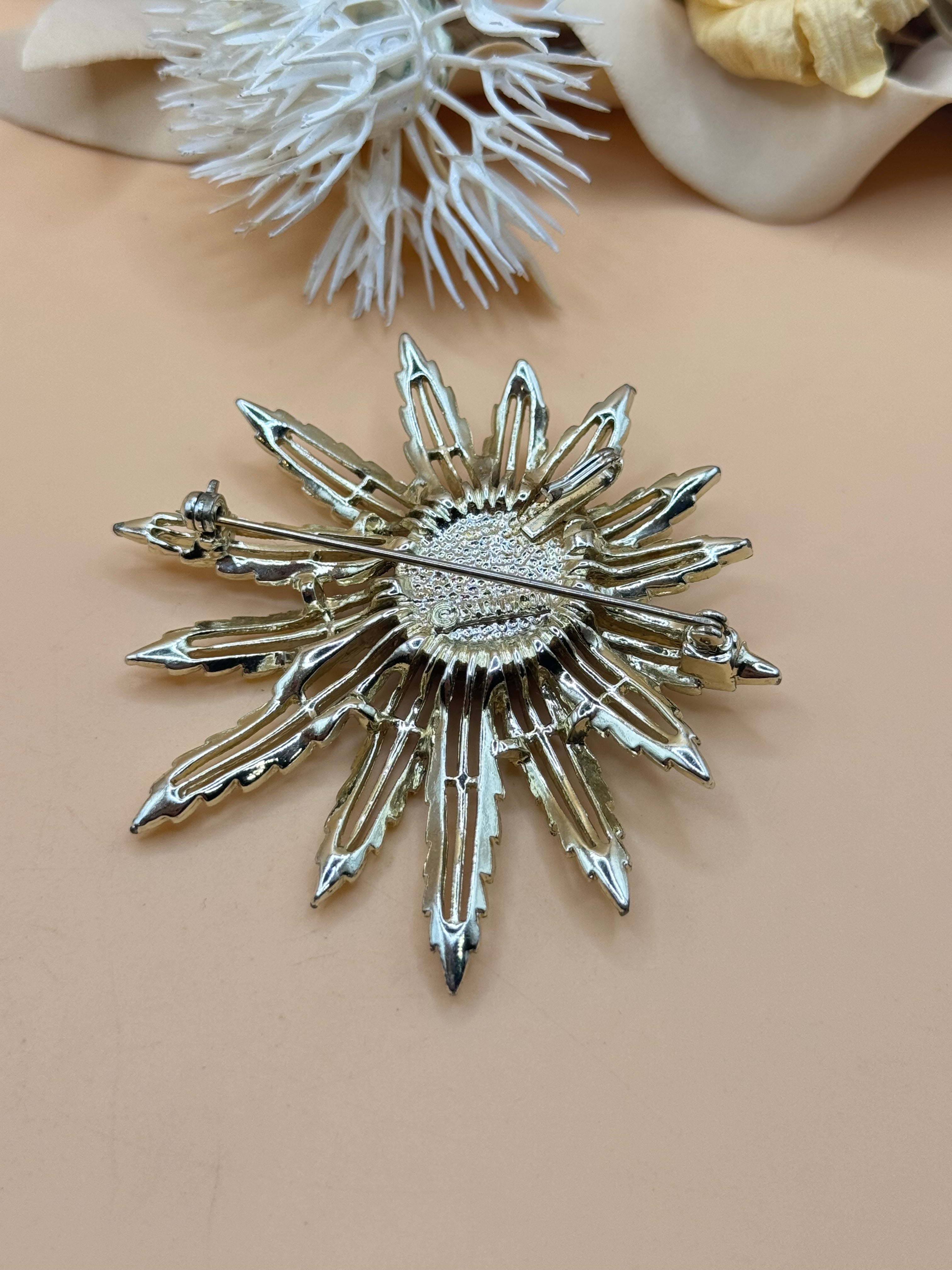 Vintage Sarah Coventry Silver-Tone Sunburst Brooch