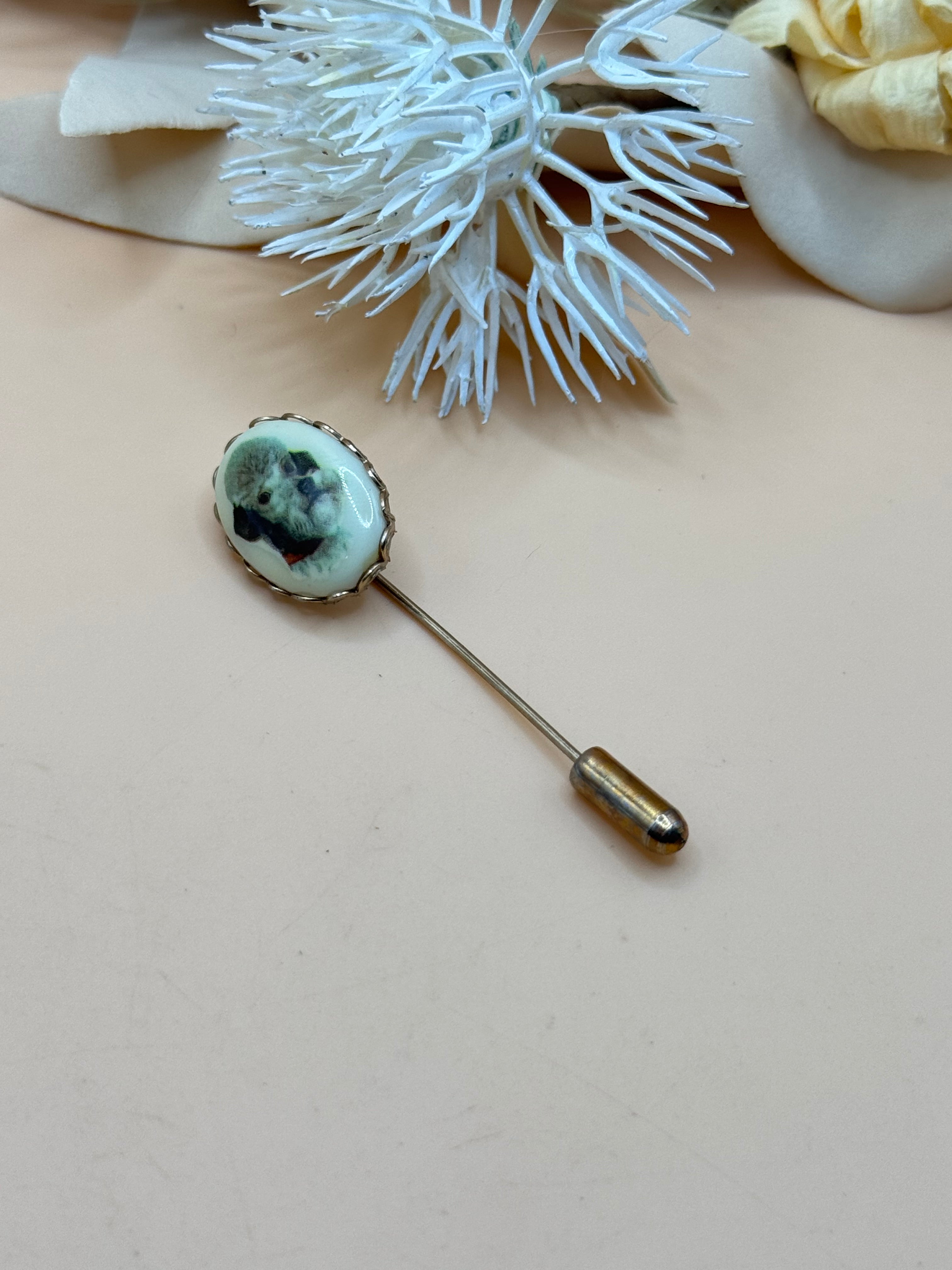 Vintage Dog Portrait Stick Pin