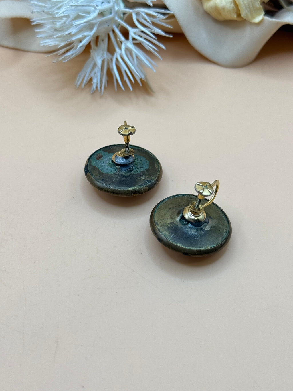 Vintage Eagle Medallion Screw-Back Earrings