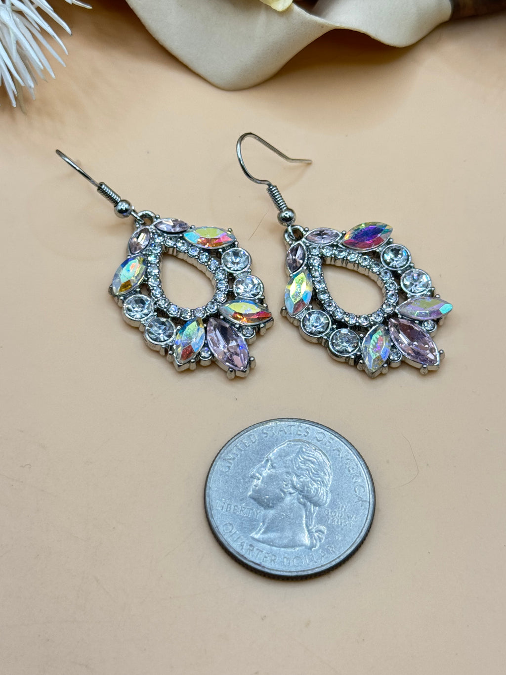 Aurora Borealis Rhinestone Chandelier Teardrop Dangle Earrings