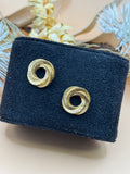 Gold Tone Swirl Circle Stud Earrings Textured Knot Open Round Earrings