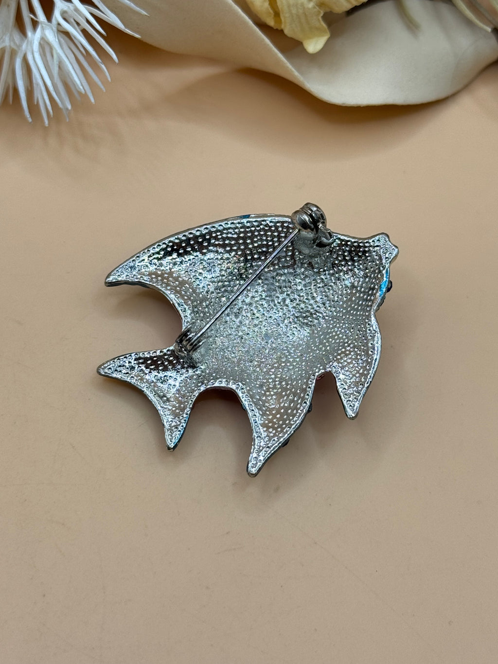 Colorful Rhinestone Tropical Angelfish Brooch Blue Pink Red Crystal Fish Pin