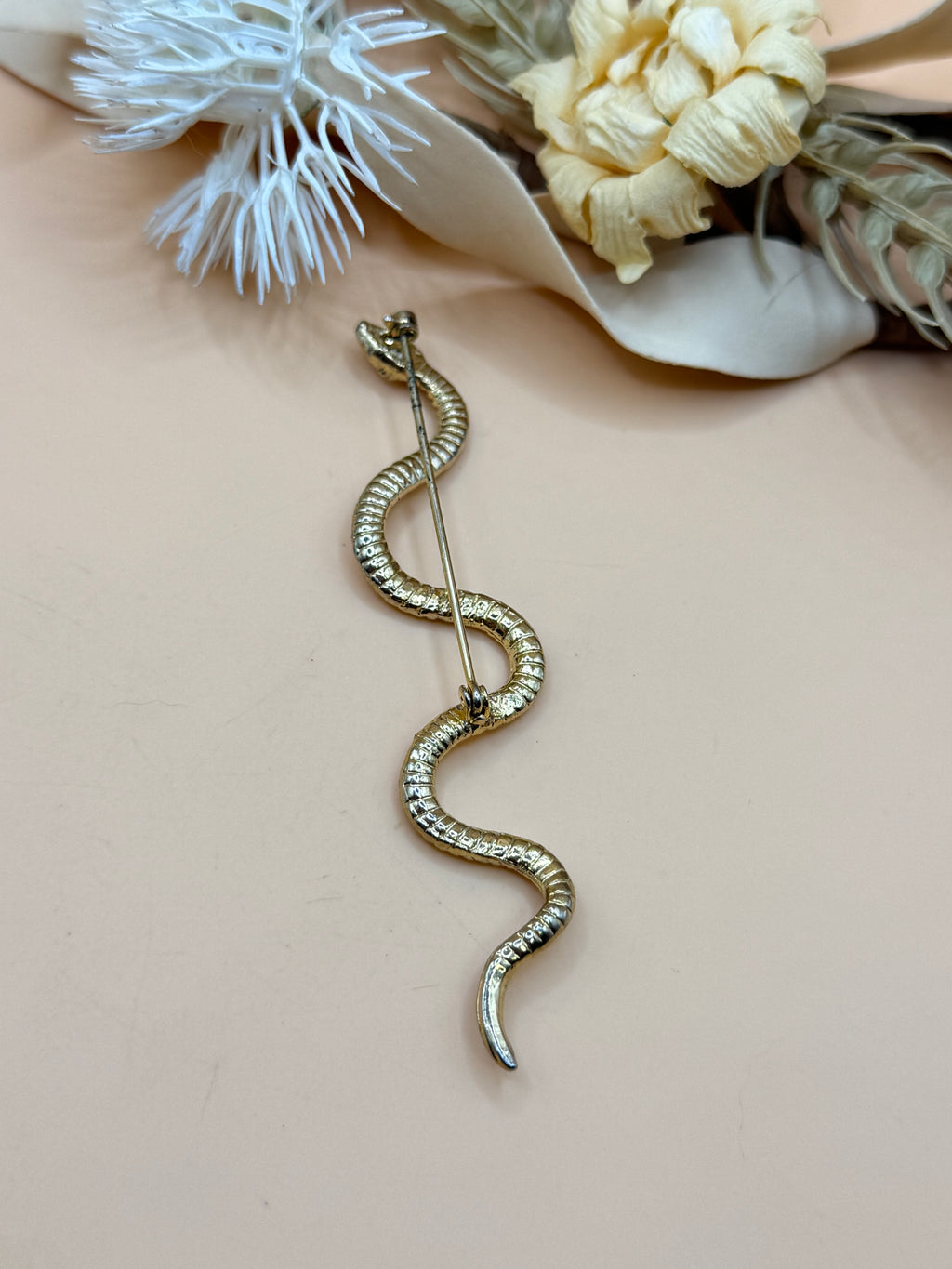 Gold Tone Crystal Snake Brooch Serpent Pin Fashion Jewelry
