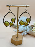 Modern Yellow Resin Gold Tone Open Teardrop Geometric Dangle Earrings Boho