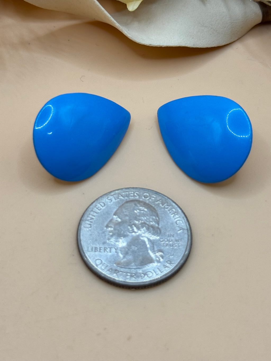 Cobalt Blue Teardrop Stud Earrings Matte Finish Bold Retro Statement Pierced