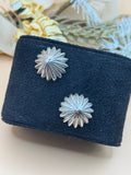 Vintage Monet Silver Tone Starburst Pierced Stud Earrings