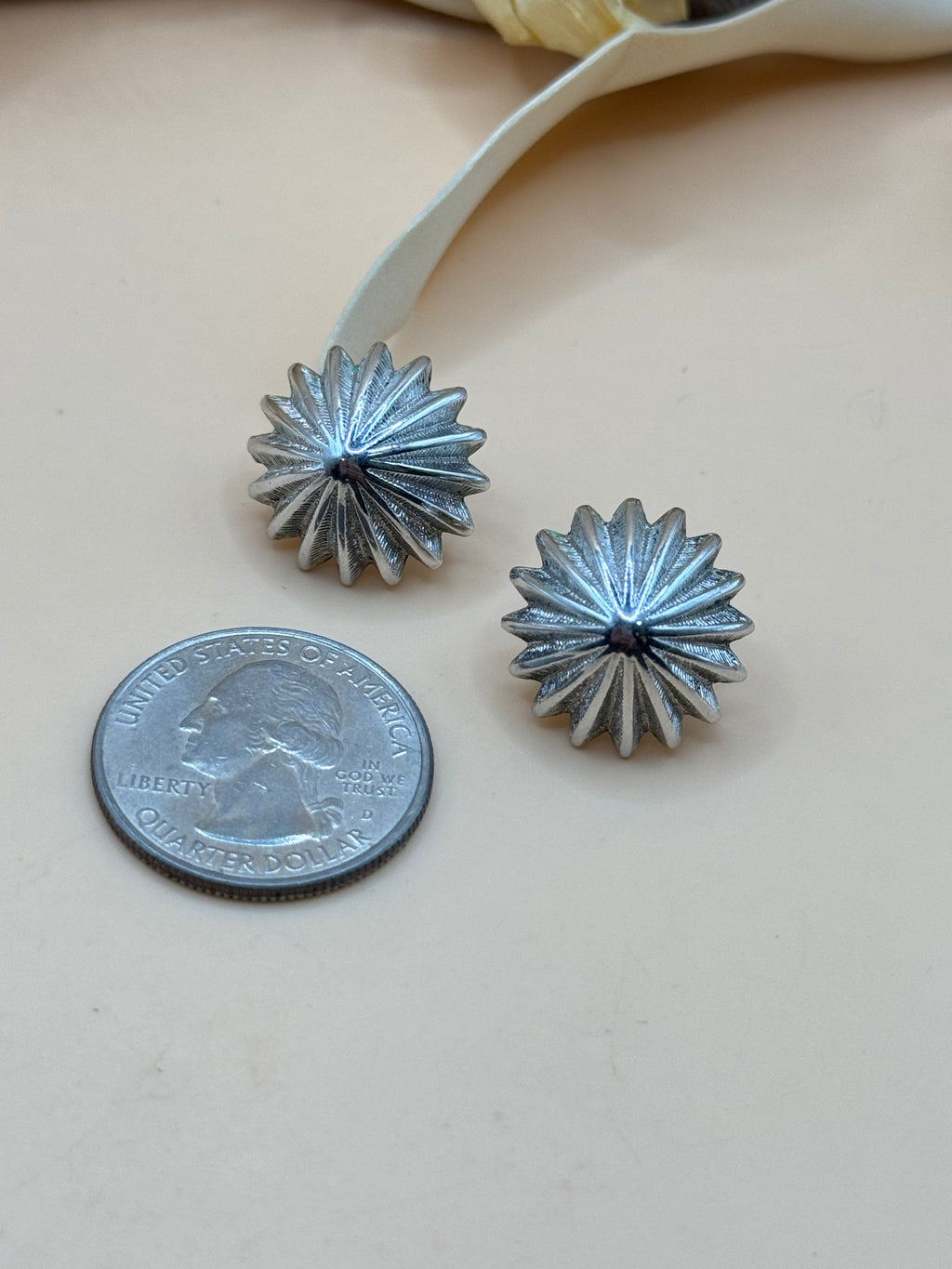 Vintage Monet Silver Tone Starburst Pierced Stud Earrings