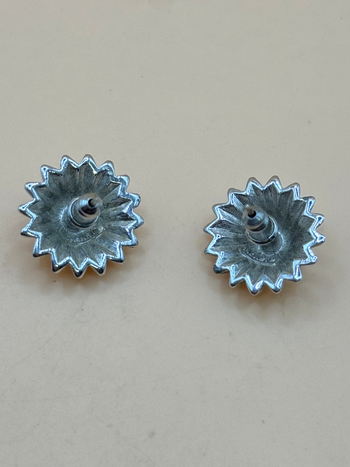 Vintage Monet Silver Tone Starburst Pierced Stud Earrings