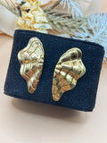 Vintage Gold Tone Wavy Abstract Statement Pierced Earrings