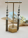 Gold Tone Rhinestone Chain Tassel Long Dangle Earrings Statement