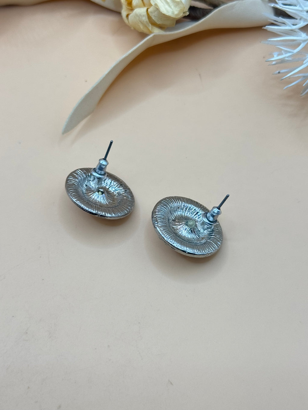 Silver Tone Clear Rhinestone Round Statement Stud Earrings
