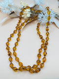 Vintage Sarah Coventry 34” Amber Lucite Beaded Long Necklace