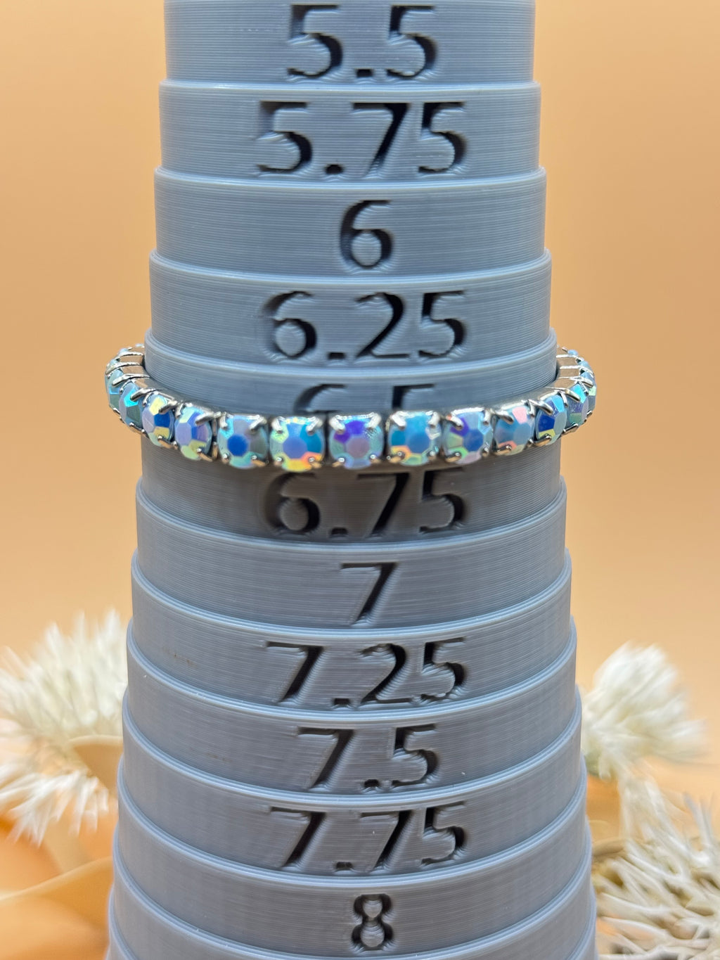 Vintage Blue Aurora Borealis Rhinestone Silver Tone Stretch Bracelet