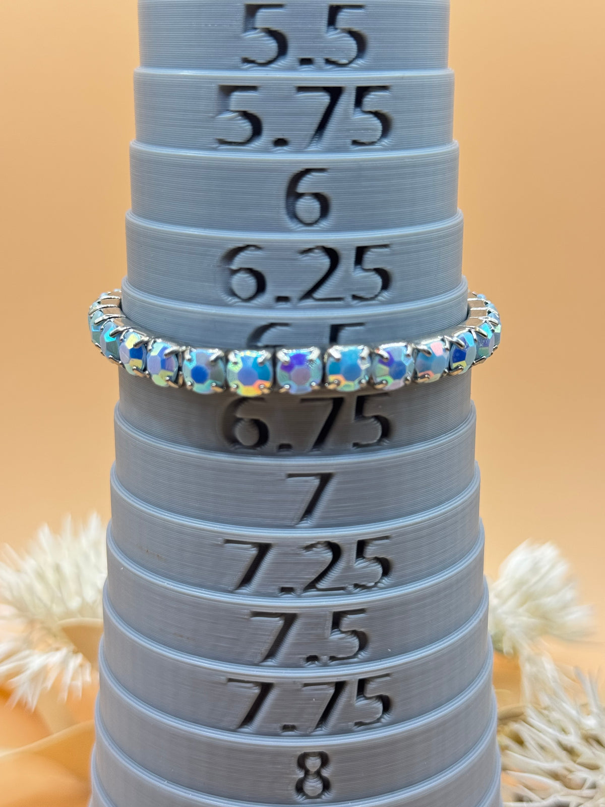 Vintage Blue Aurora Borealis Rhinestone Silver Tone Stretch Bracelet