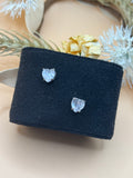 Heart Cut Clear Crystal Stud Earrings Silver Tone Sparkly Minimalist Love Jewelry