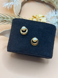 Vintage Gold Tone Faux Pearl Swirl Stud Earrings Classic Elegant