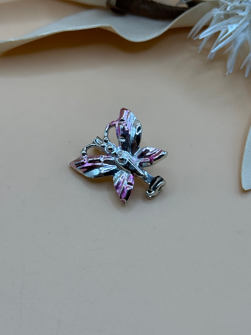 Silver Tone Butterfly Brooch Pin Modern Nature Insect Jewelry Gift for Her