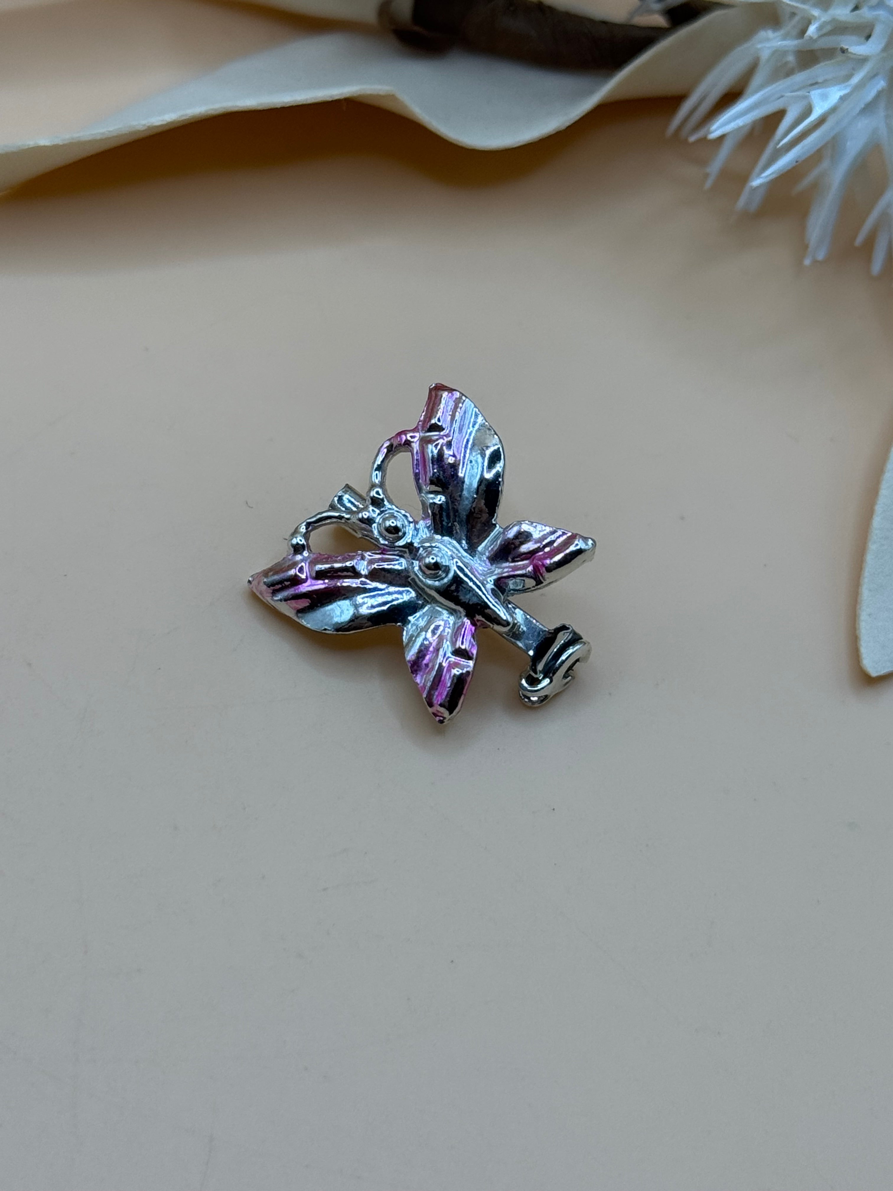Silver Tone Butterfly Brooch Pin Modern Nature Insect Jewelry Gift for Her