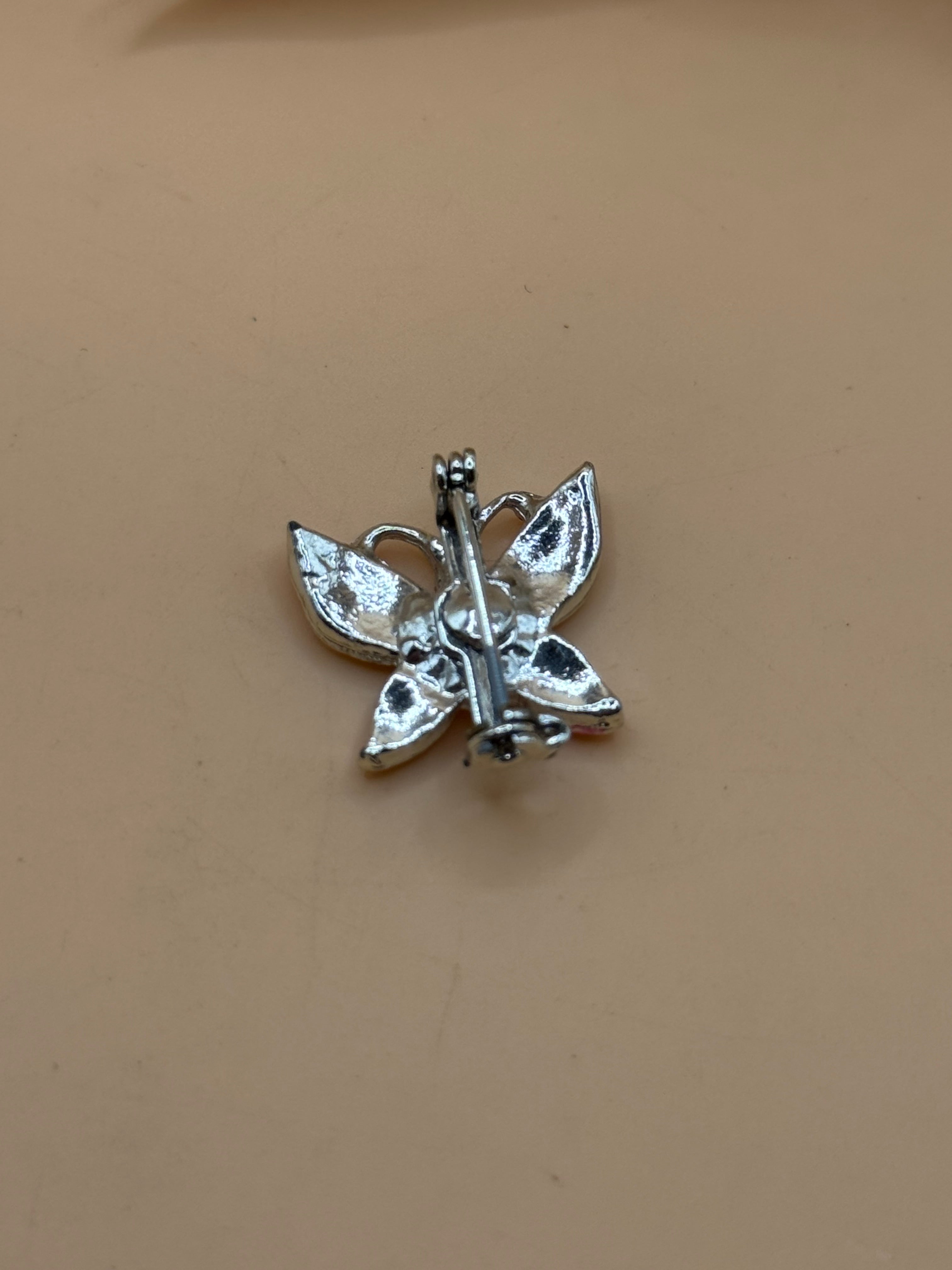 Silver Tone Butterfly Brooch Pin Modern Nature Insect Jewelry Gift for Her