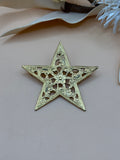 Gold Tone Filigree Star Brooch Pin Floral Openwork Celestial Holiday Accent