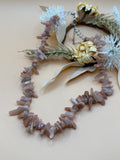 Pink Stone Chip Necklace Silver Tone 16 Inch Vintage Style