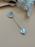 Silver Tone Double Heart Stick Pin Lapel Hat Scarf Sweater Brooch Romantic Gift