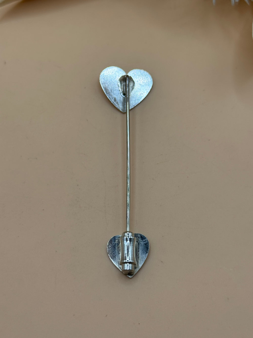 Silver Tone Double Heart Stick Pin Lapel Hat Scarf Sweater Brooch Romantic Gift