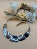 Lia Sophia Silver Tone Geometric Statement Necklace Adjustable 14-17 Inches