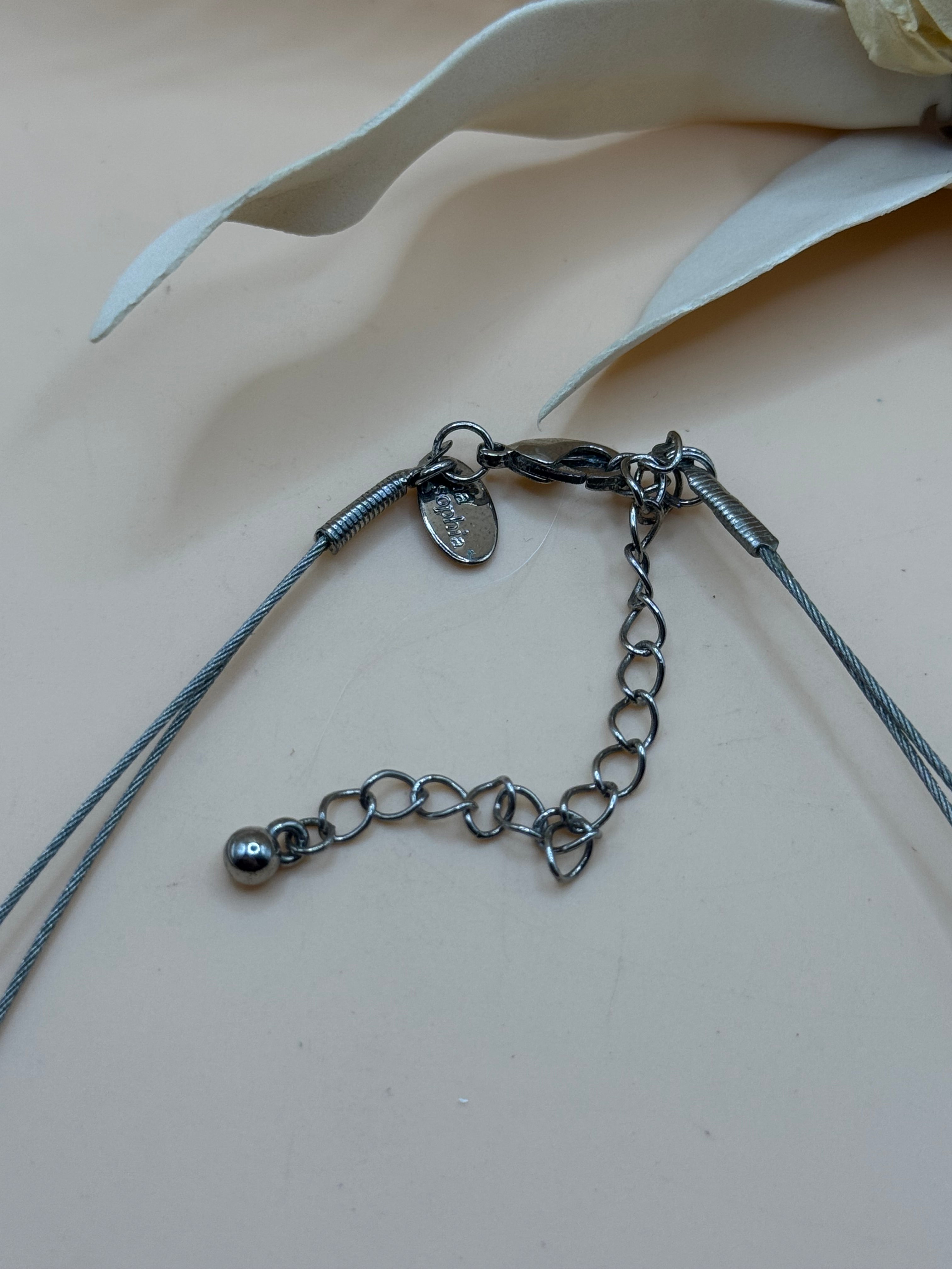 Lia Sophia Silver Tone Geometric Statement Necklace Adjustable 14-17 Inches