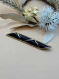 Radiance Black Enamel Gold Tone Bar Brooch Pin Vintage Signed Geometric Design