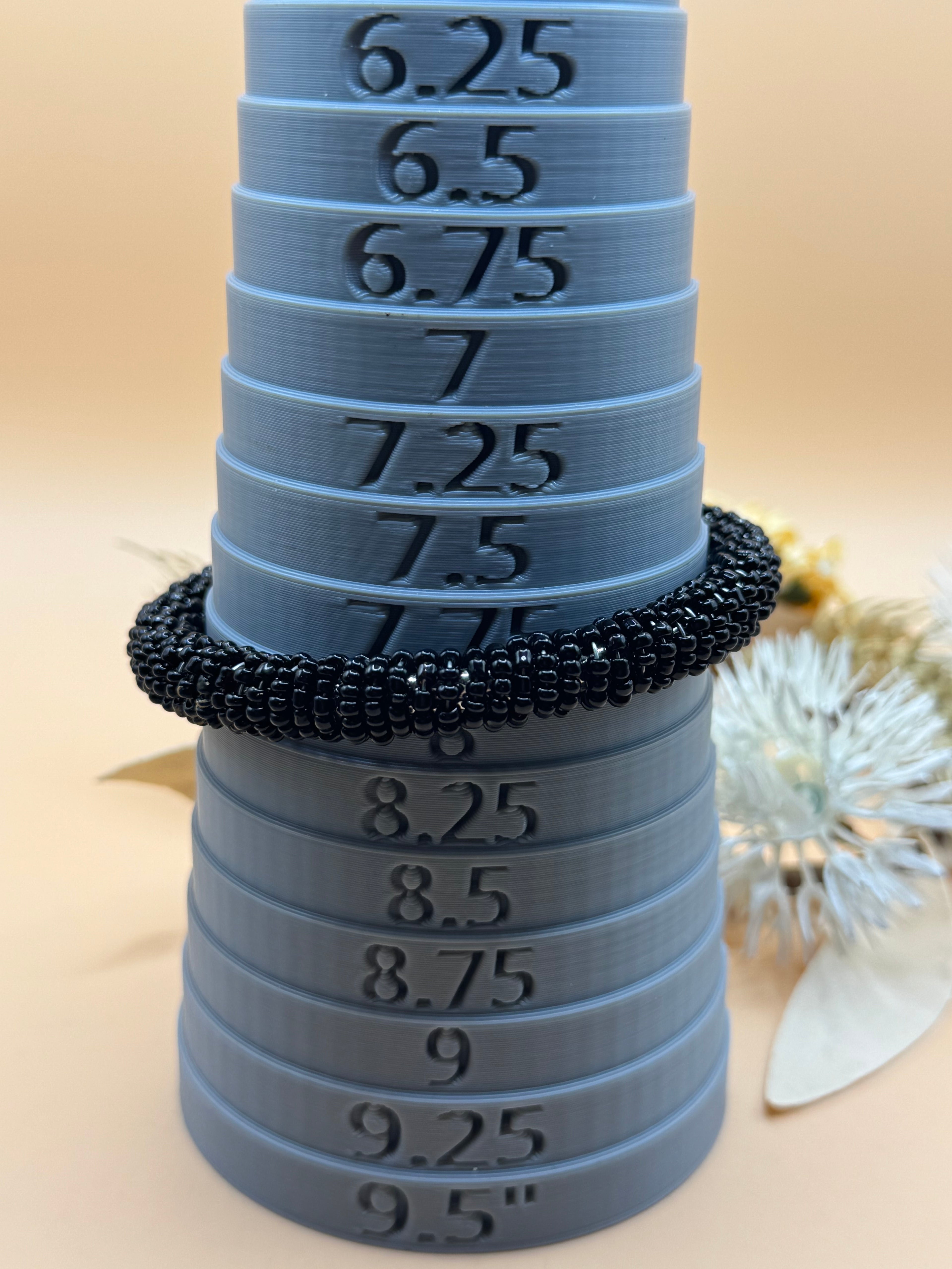 Black Seed Bead Bangle Bracelet Tubular Beaded Bracelet Boho Minimalist Jewelry