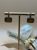 Vintage Silver Tone Square Drop Earrings Statement Jewelry