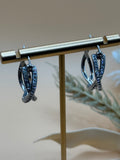 Silver Tone Twisted Hoop Rhinestone Earrings Statement Jewelry