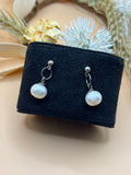 Silver Tone Faux Pearl Drop Earrings Statement Jewelry