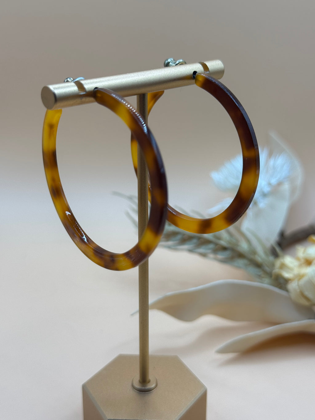 Tortoiseshell Hoop Earrings Brown Classic Statement Jewelry