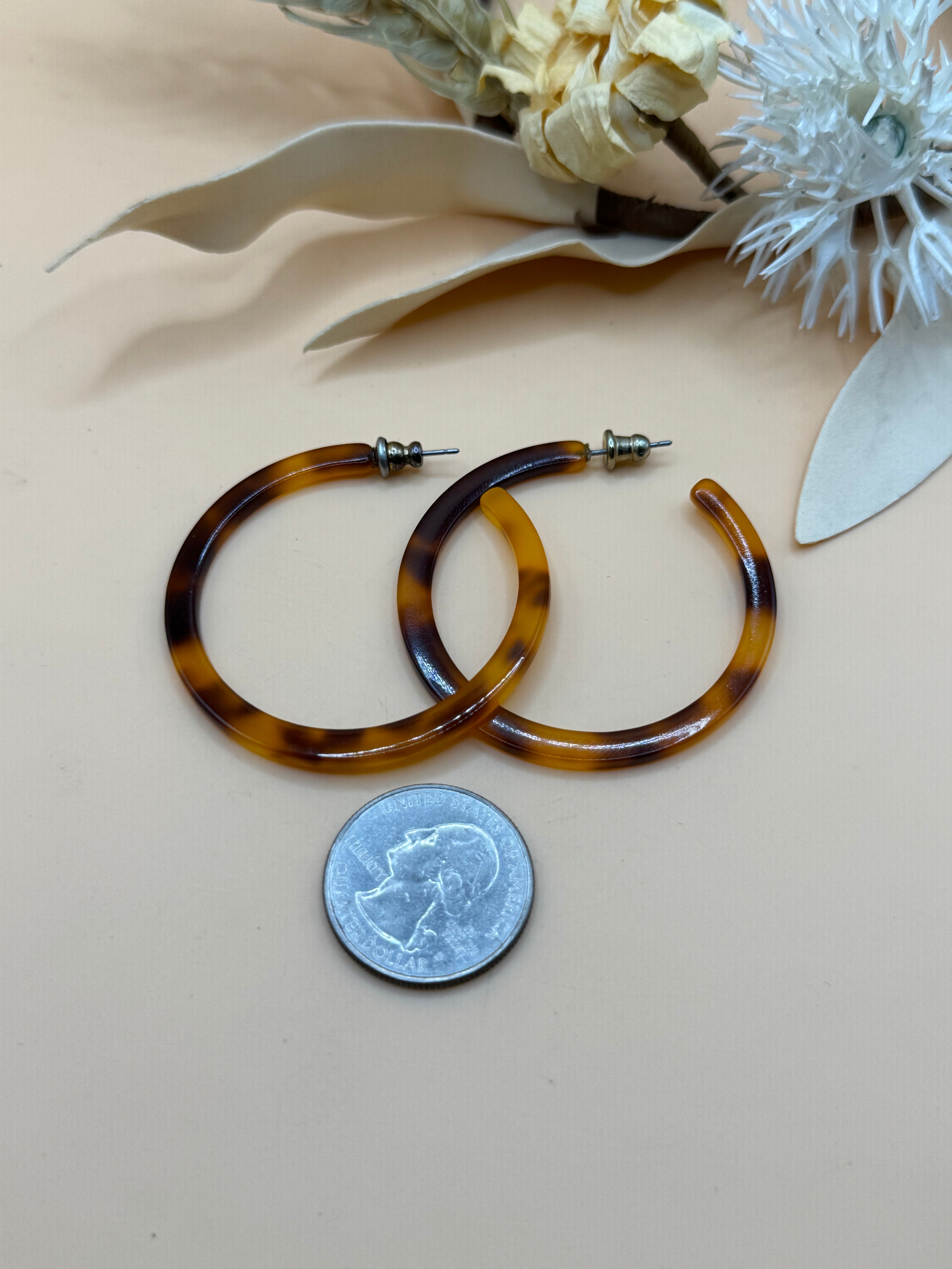 Tortoiseshell Hoop Earrings Brown Classic Statement Jewelry