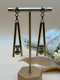 Gold Tone Clear Stone Long Bar Drop Earrings Statement Jewelry