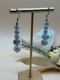 Light Gray Faceted Bead Drop Earrings Silver Tone Statement Jewelry