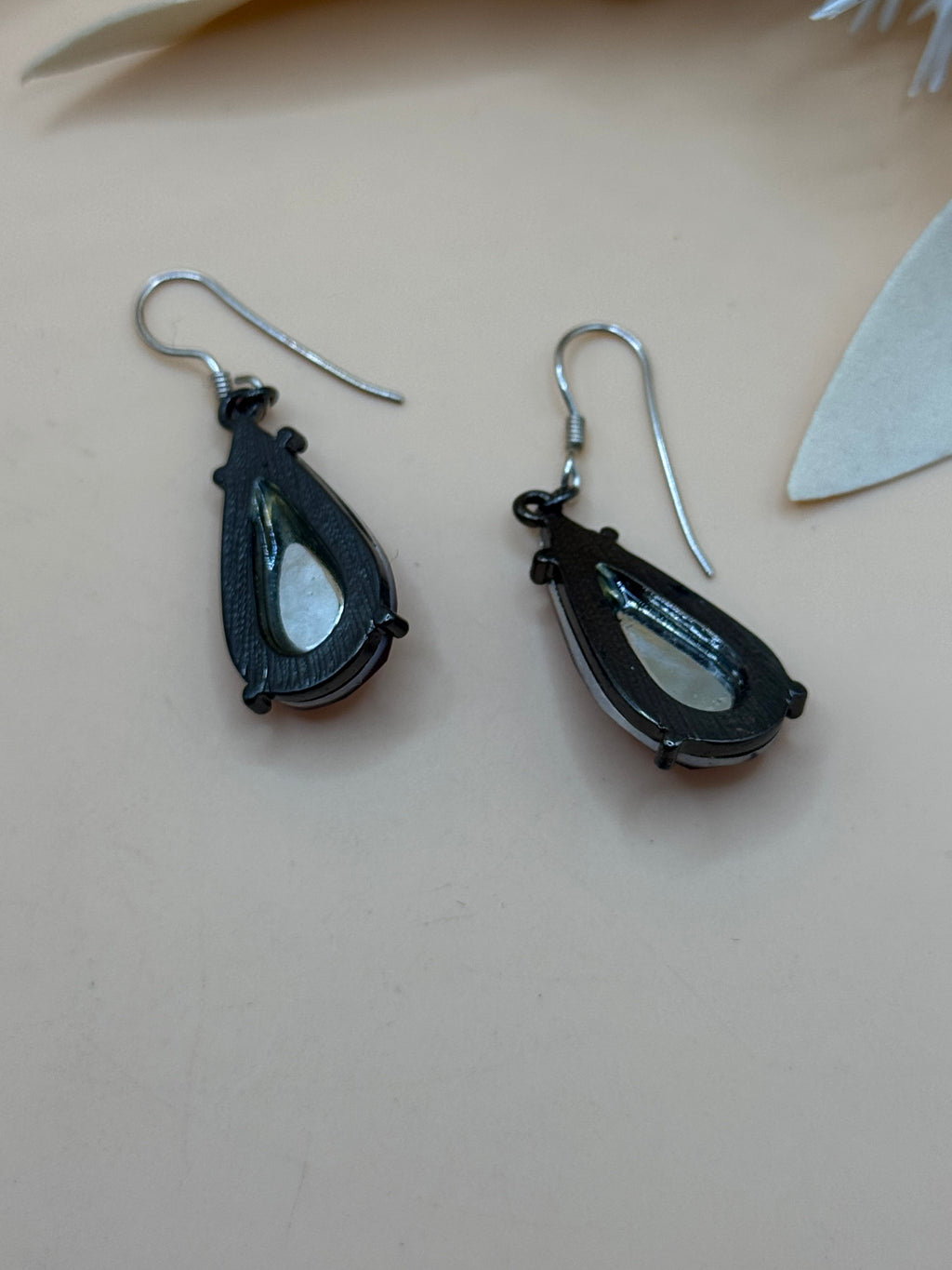 Silver Tone Red Teardrop Faceted Stone Drop Earrings Statement Jewelry