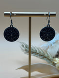 Silver Tone Ornate Round Disc Drop Earrings Statement Jewelry