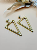 Gold Tone Open Triangle Geometric Dangle Earrings