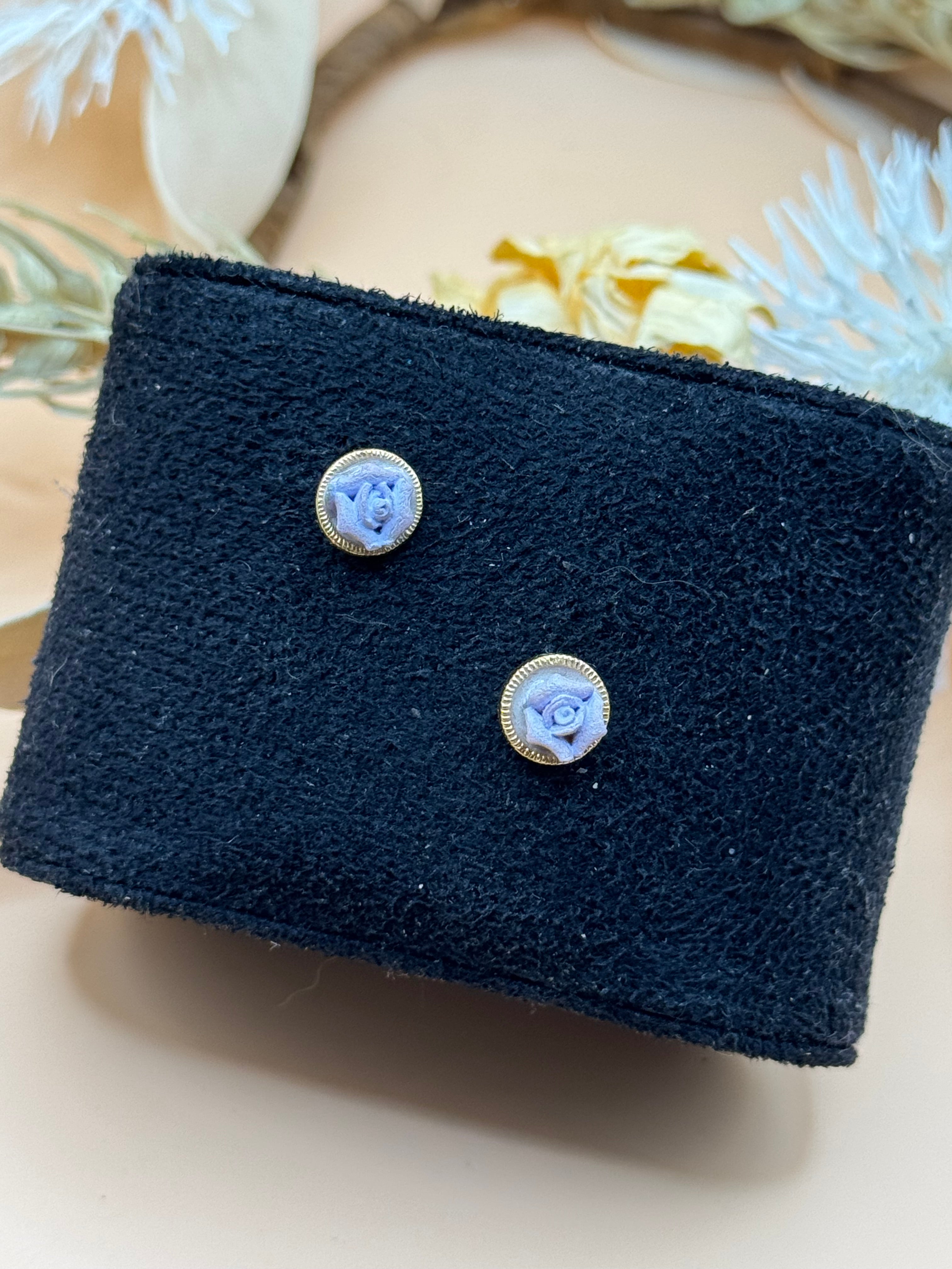 Lavender Rose Gold Tone Stud Earrings