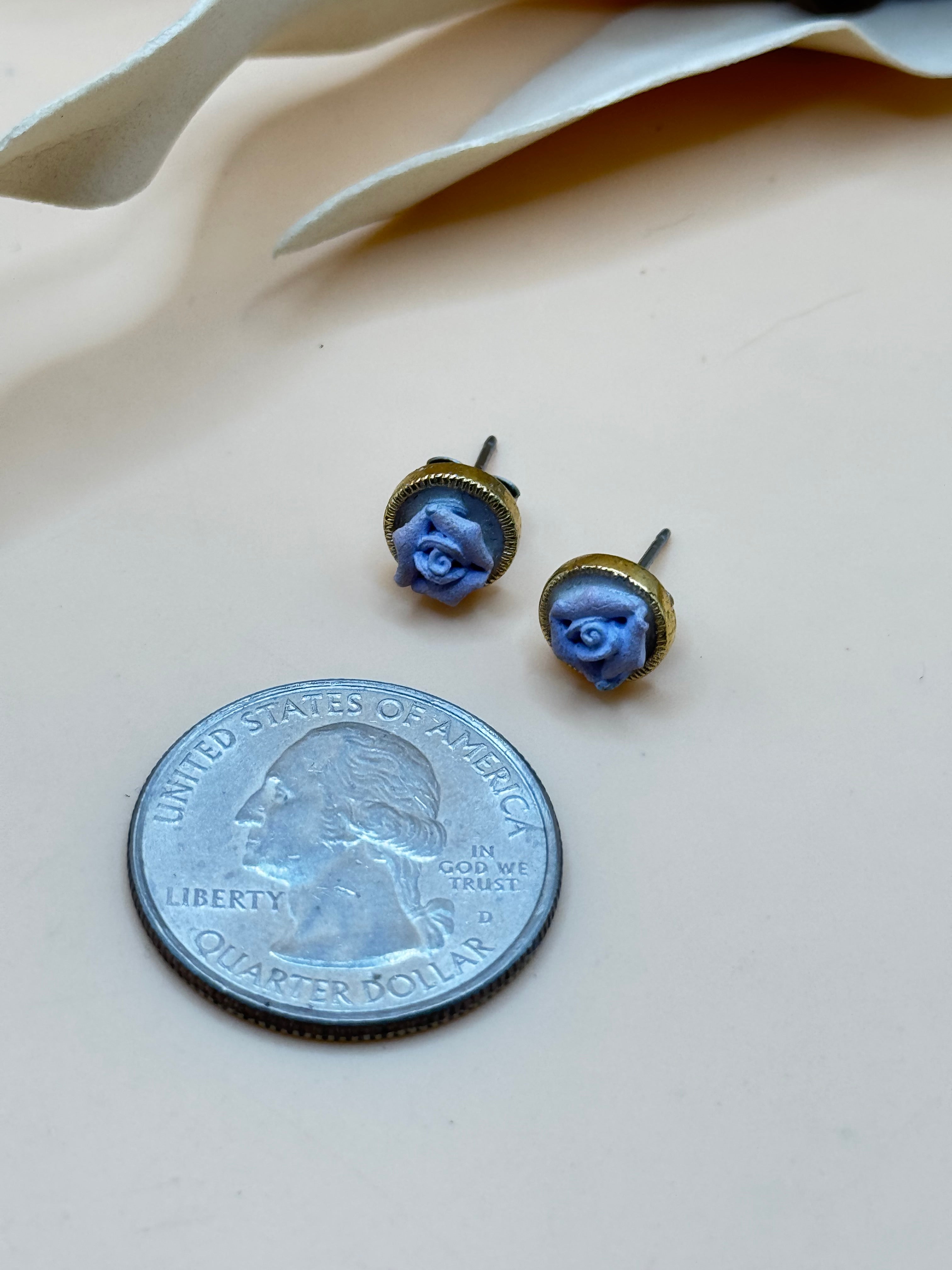 Lavender Rose Gold Tone Stud Earrings