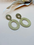 Gold Tone Textured Double Circle Dangle Earrings