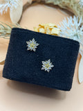 Clear Rhinestone Gold Tone Floral Stud Earrings