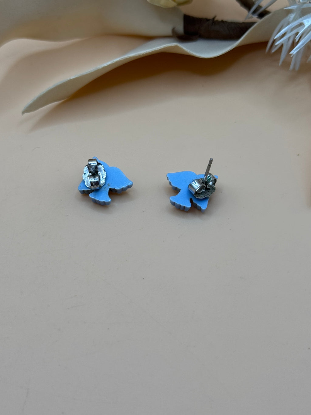 Vintage Blue Flying Bird Stud Earrings