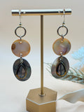 Iridescent Shell Layered Teardrop Dangle Earrings