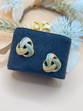 Vintage Pastel Enamel Gold Tone Knot Stud Earrings